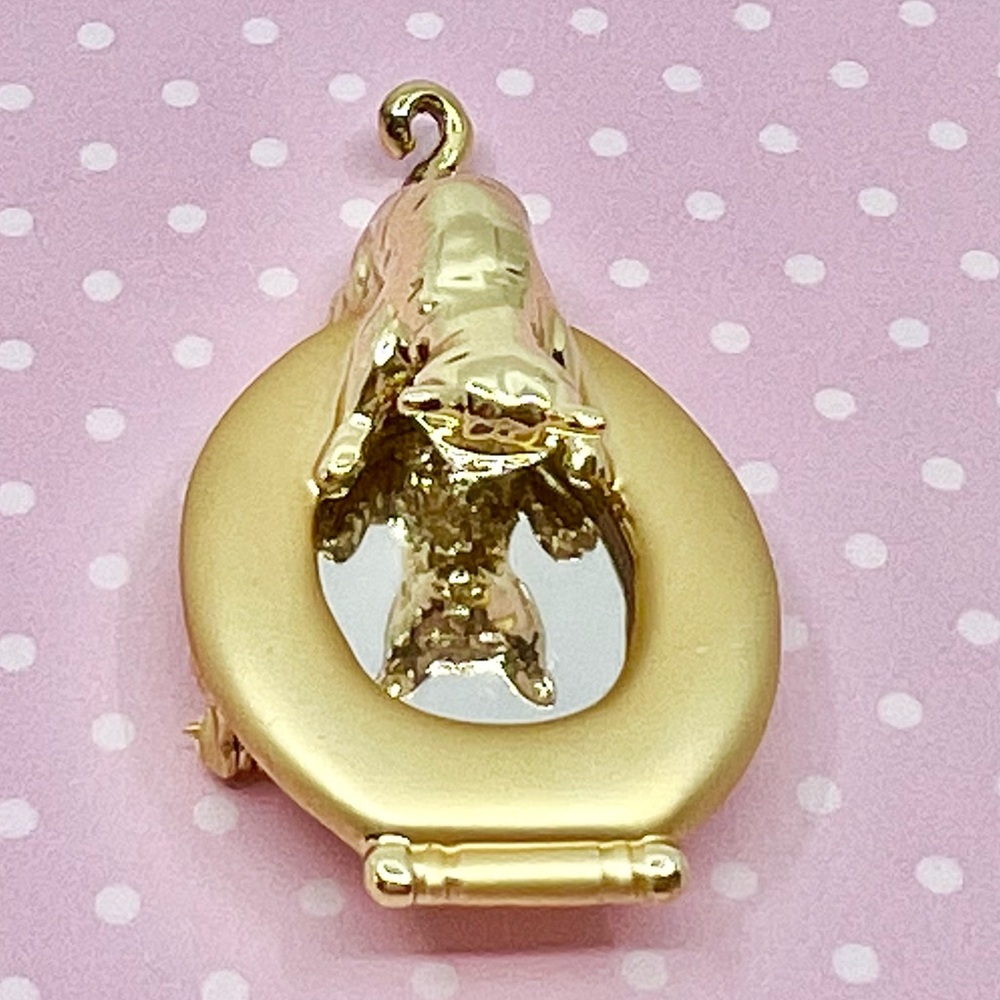 Cat Looking In The Toilet AJC Vintage Gold Pin RARE!